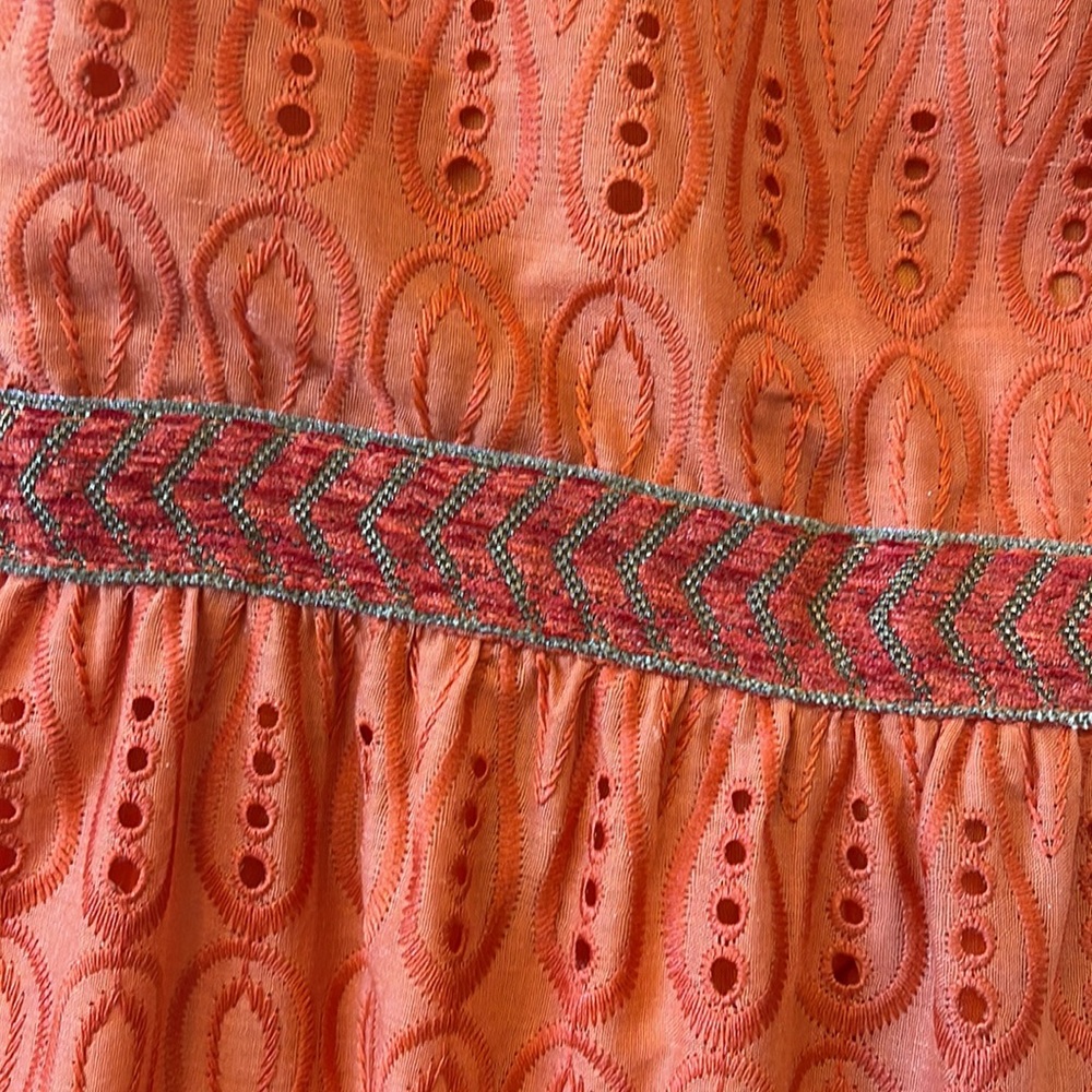 NWT Sam Edelman Strappy Orange Eyelet Ruffle MIDI Summer Dress Fully Lined. Sz 4 - Picture 6 of 12